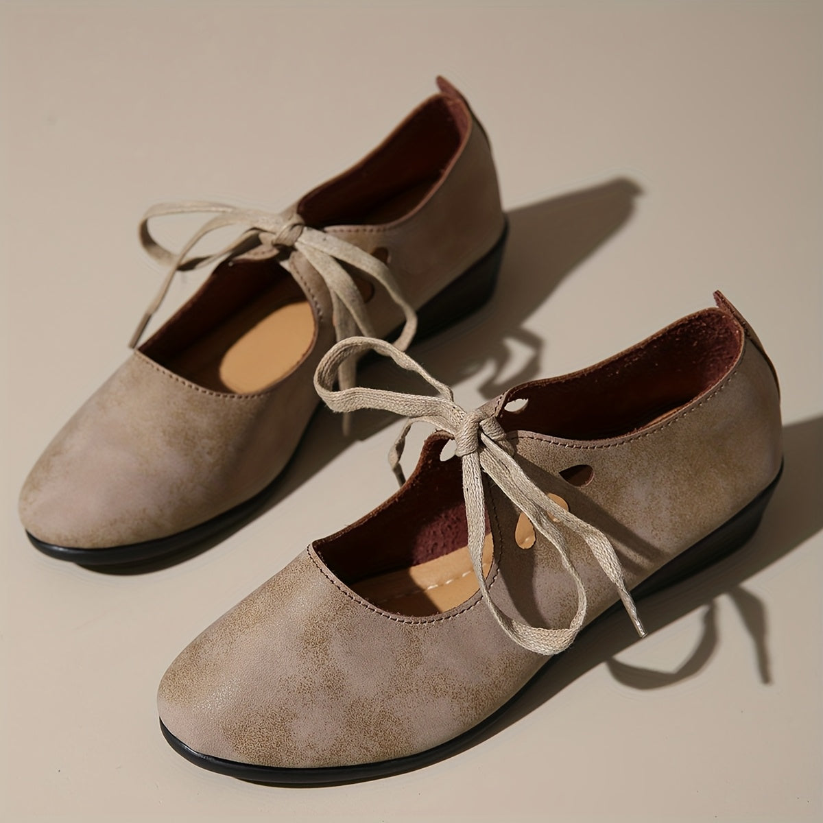 Women's Flat Shoes Lace-Up Mary Jane Vintage Casual Shoes