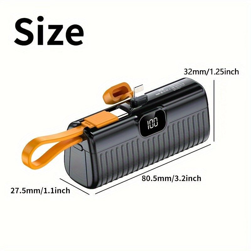 5000mAh Mini Portable Power Bank for iPhone iPad Samsung Android USB-C Emergency Charger