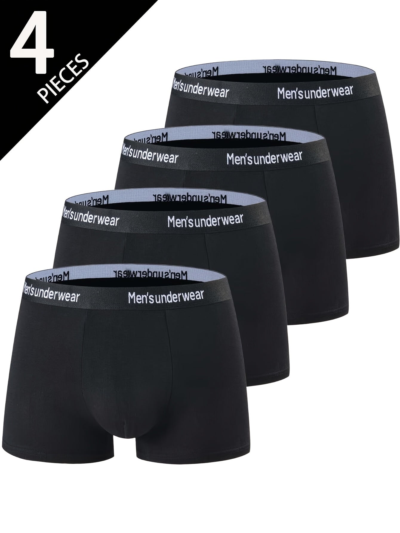 Men's Cotton Boxer Briefs Breathable Stretch Underwear with Alphabet Pattern for Daily Casual Wear