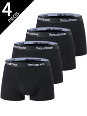 Men's Cotton Boxer Briefs Breathable Stretch Underwear with Alphabet Pattern for Daily Casual Wear