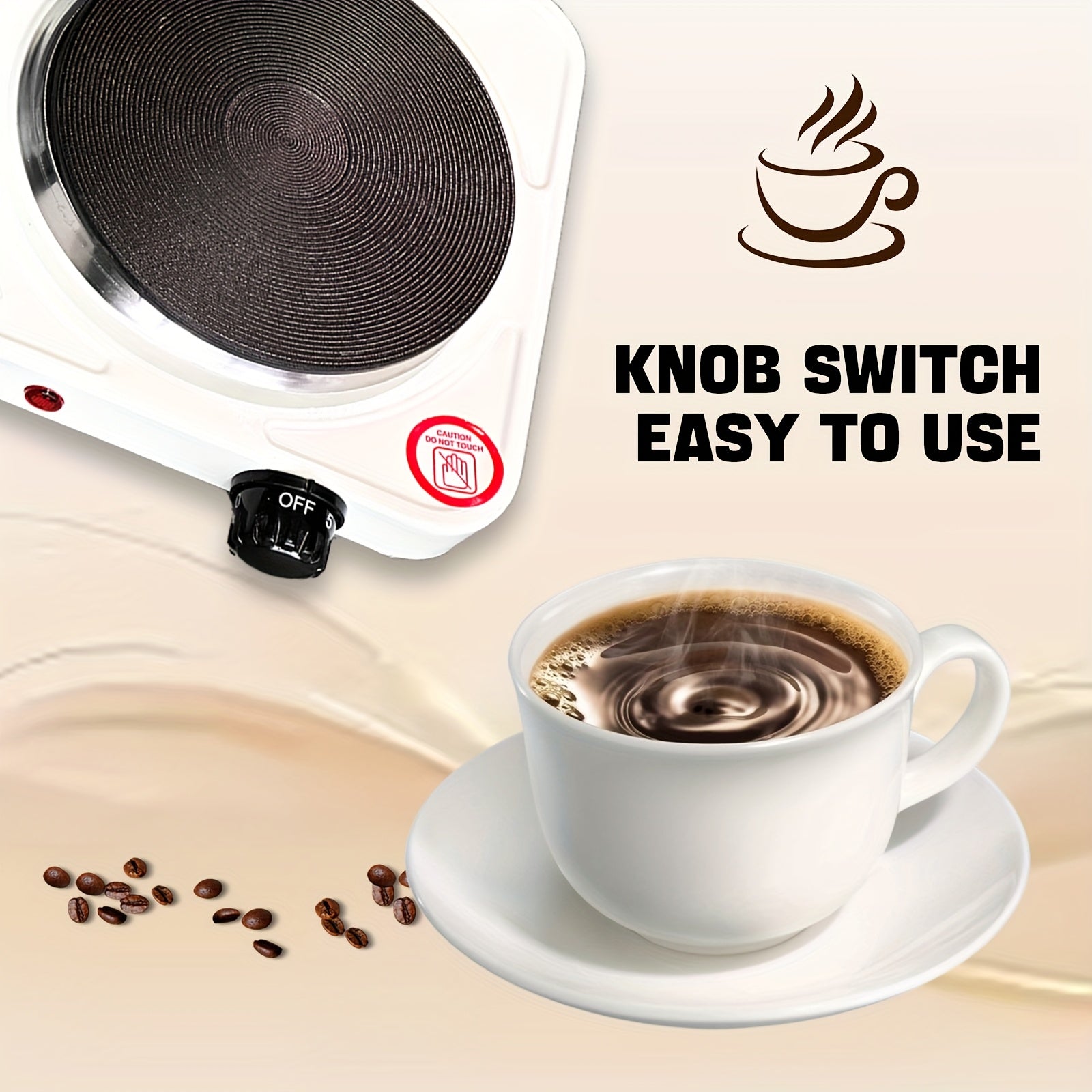 1000W маленькая электрическая плита с кофеваркой и чайником, железная конструкция, европейская вилка. Подходит для общежитий и небольших помещений, портативная с простым регулятором.