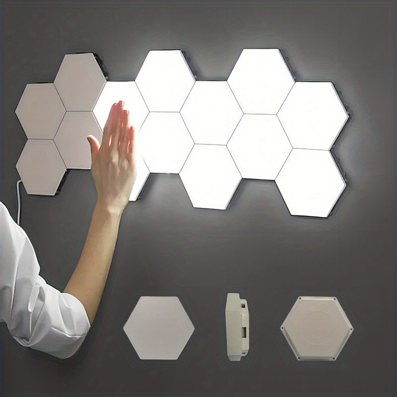 Hexagonal LED Wall Light with Touch Control and Night Light Energy Efficient Modern Decor