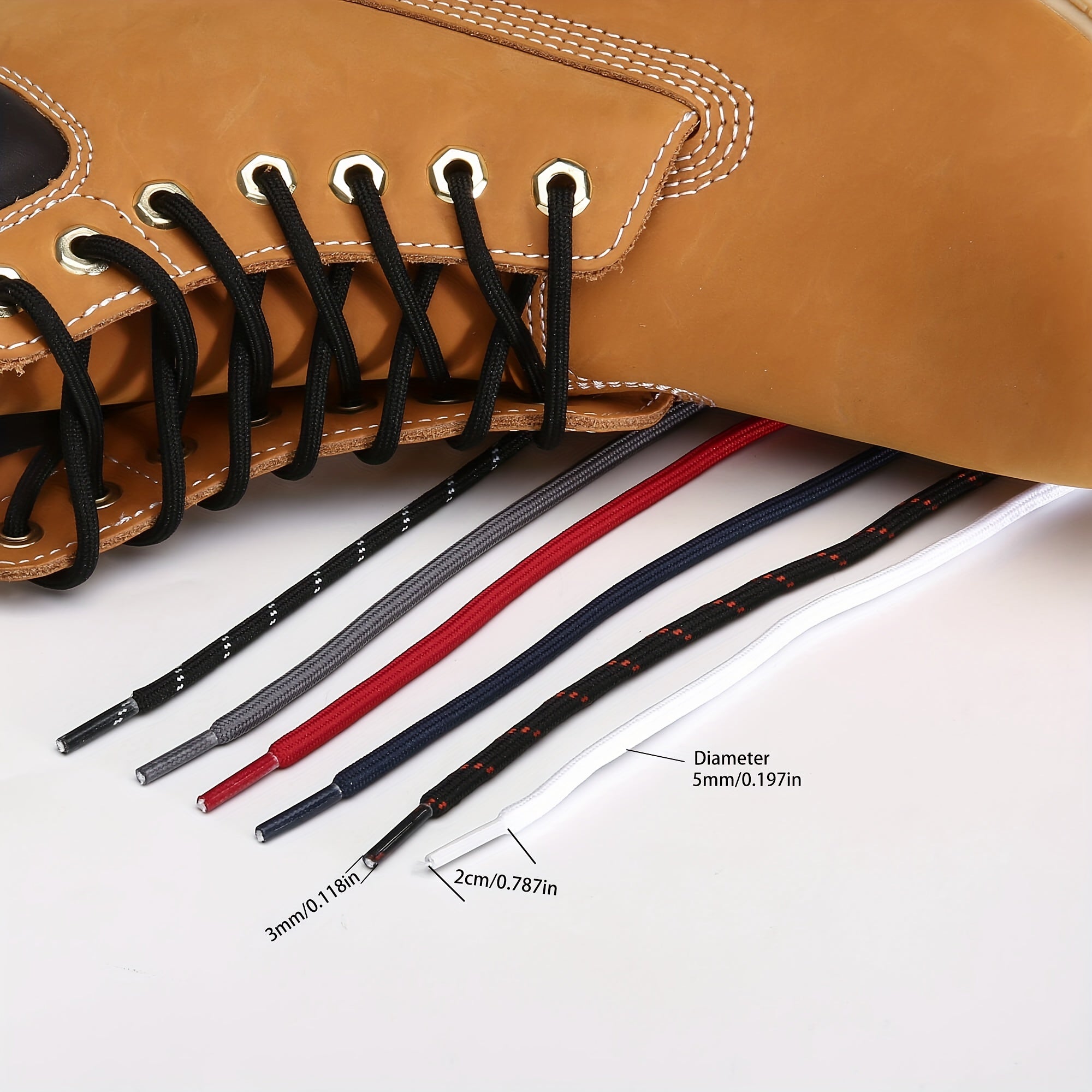 Navy Blue Round Shoelaces for Hiking Work Boots Casual Outfit