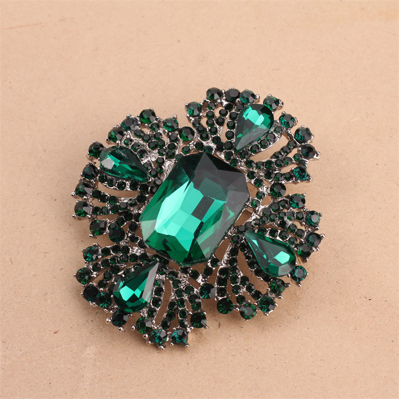 Green Enamel Rhinestone Irregular Shape Brooch for Ladies Suit Coat Corsage