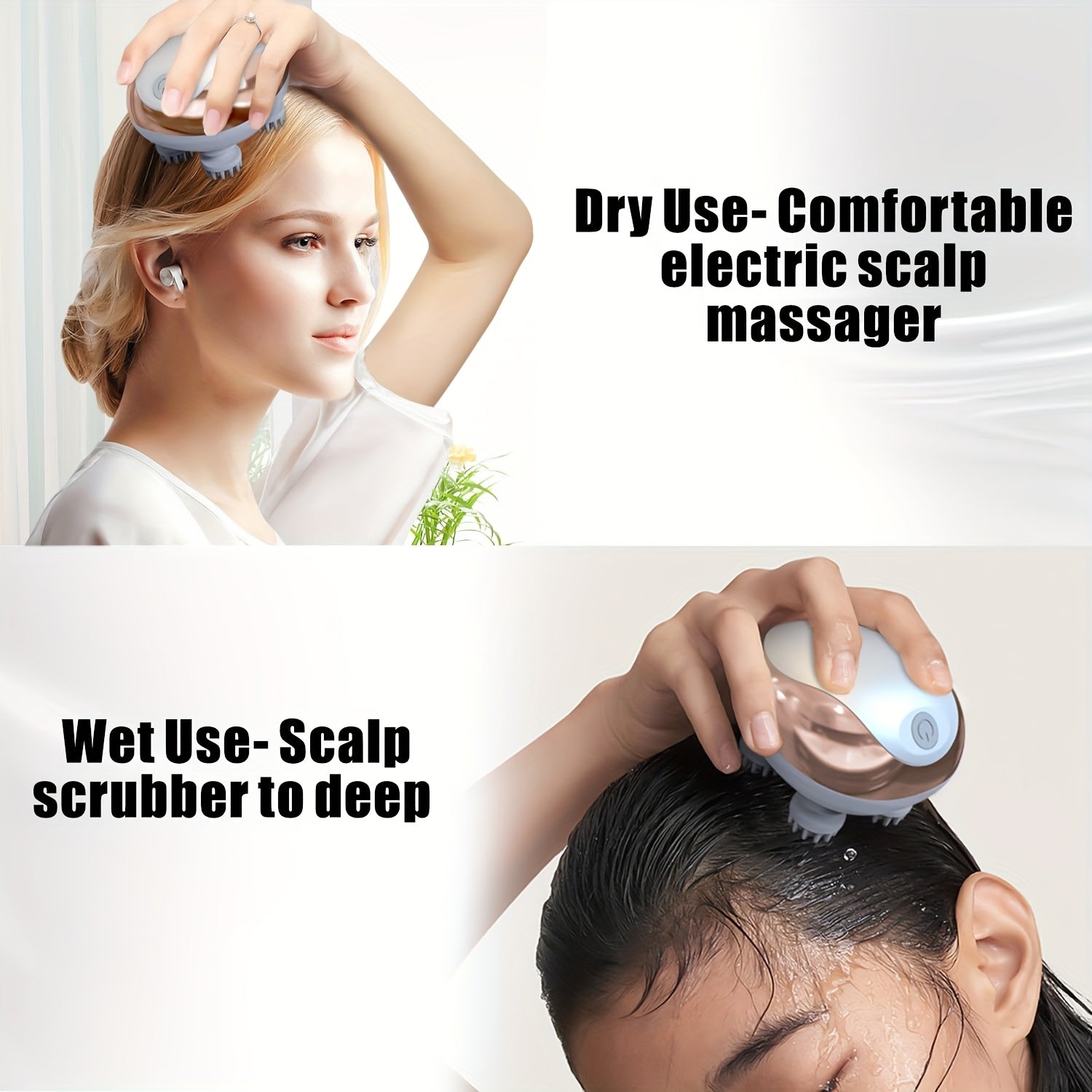 Electric Handheld Scalp Massager with 4 Claws USB Rechargeable Portable for Human and Pet Hair