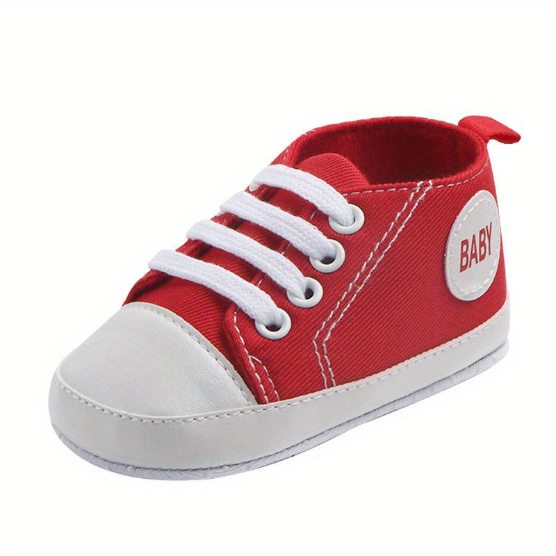 Baby Boys Canvas Sneakers Slip-On Red Fabric Indoor Outdoor Spring Fall
