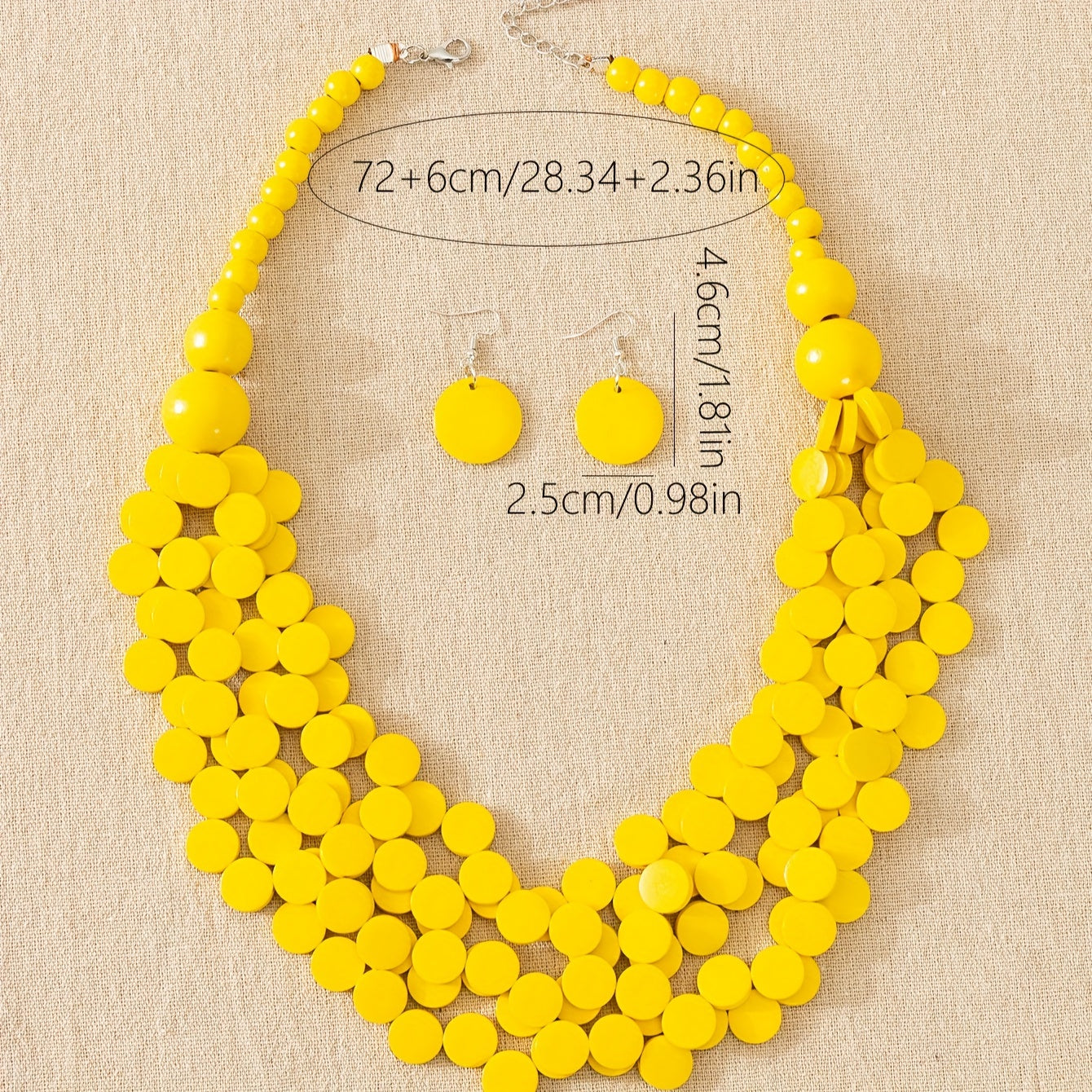 Wooden Boho Style Jewelry Set with Earrings and Necklace for Women