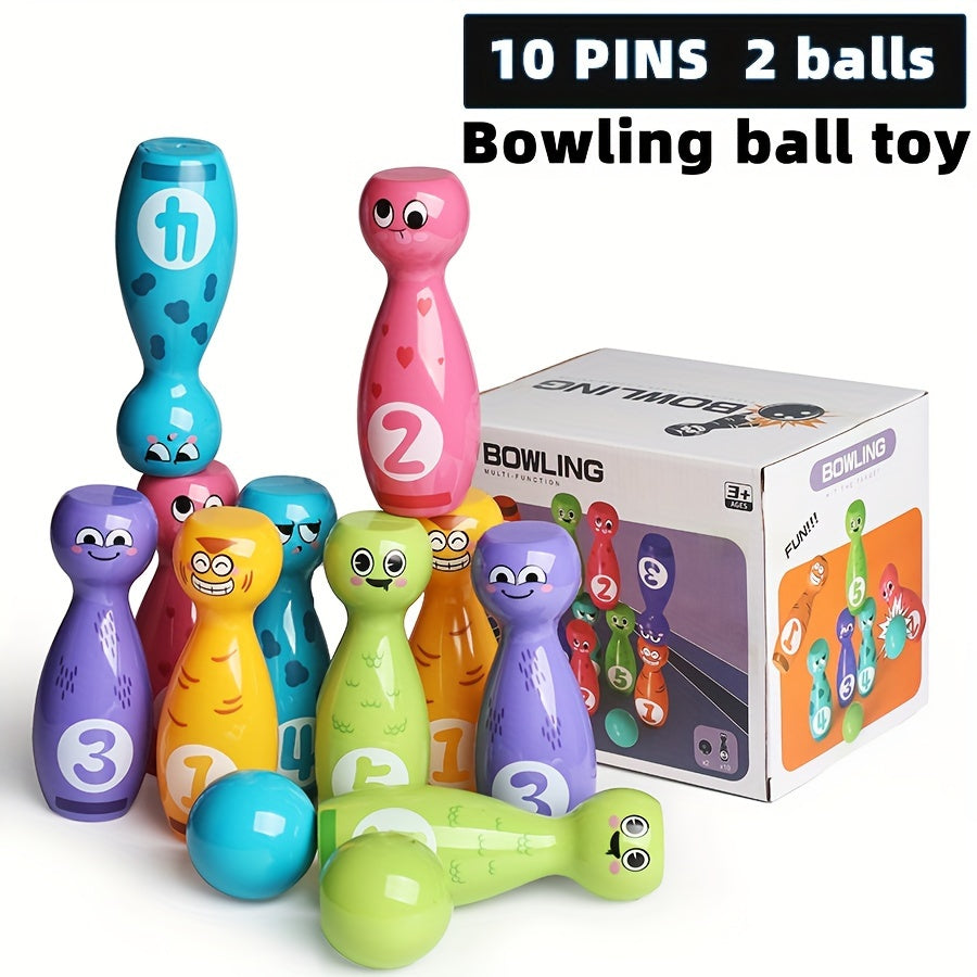Toy Bowling Set for Kids 3+ with 10 Pins and 2 Balls Indoor Outdoor Play