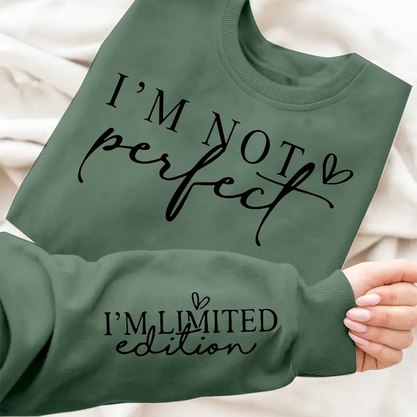 Plus o'lcham monogram bosma krujkali svitshotlar kuz qish kundalik ayollar