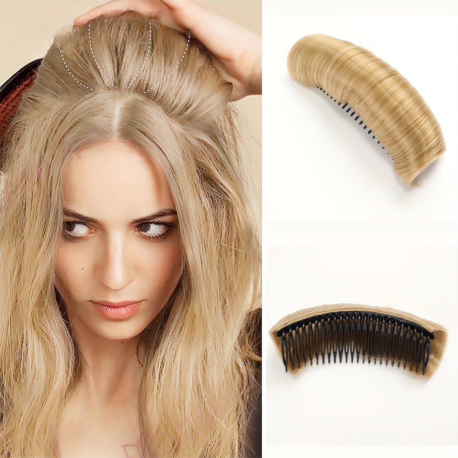 Women Hair Bump Up Tool, Hair Accessories, Golden Volume Insert, Bun Maker