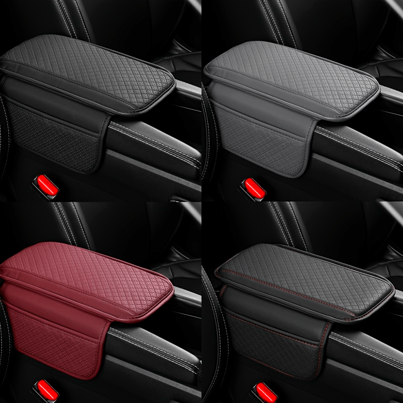 Universal Car Armrest Cushion with Phone Holder PU Leather Center Console Cover