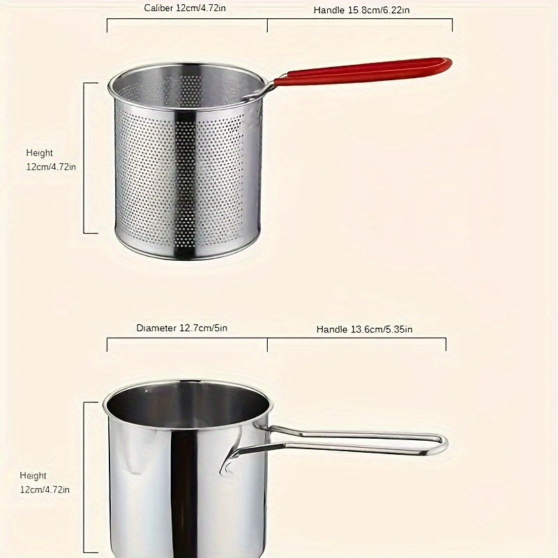Uy oshxonalarida foydalanish uchun yaponcha tempura pishirish qozoni - 304 zanglamaydigan po'latdan yasalgan kichik chuqur fritör, yog'ni tejash imkoniyatlari uchun filtr bilan birga keladi.