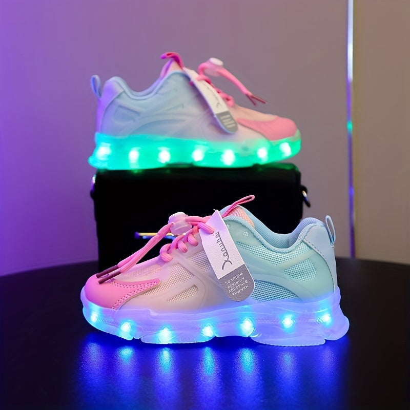 Guanlan USB orqali zaryadlanadigan LED krossovkalar, bolalar uchun rang o'zgartiruvchi pufak taglik bilan. Tunda ko'rinish va uslub uchun ideal.