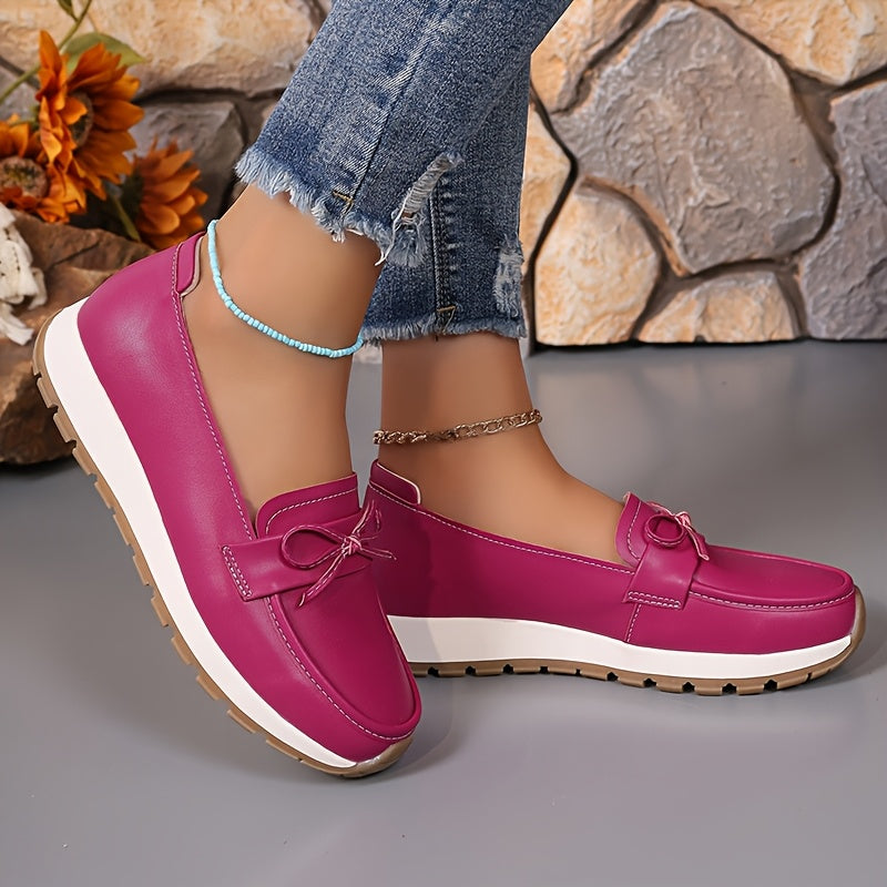 Women Slip-On Loafers Casual Shoes Non-Slip TPR Sole All-Season Black Pink Navy Blue White