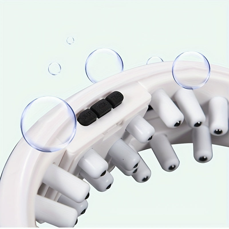 Qora kamarli oq ko'z massaj qurilmasi - massaj va himoya uchun portativ, batareyada ishlaydigan ko'zni dam olish ko'zoynagi, ergonomik dizayn, sozlanadigan kamar