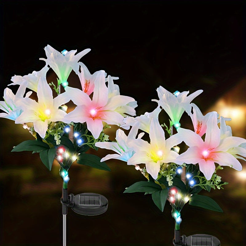 Solar Lily Garden Lights with 7 LED Heads Energy-Efficient Outdoor Pathway Yard Decor