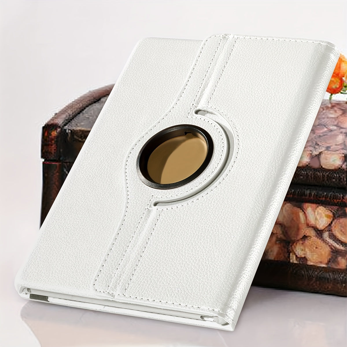 360° Rotating Lychee Pattern Tablet Case for iPad 10.2-inch 7th/8th/9th Gen Anti-Slip Magnetic Sleep Wake Multi-Angle Stand Lightweight Durable TPU