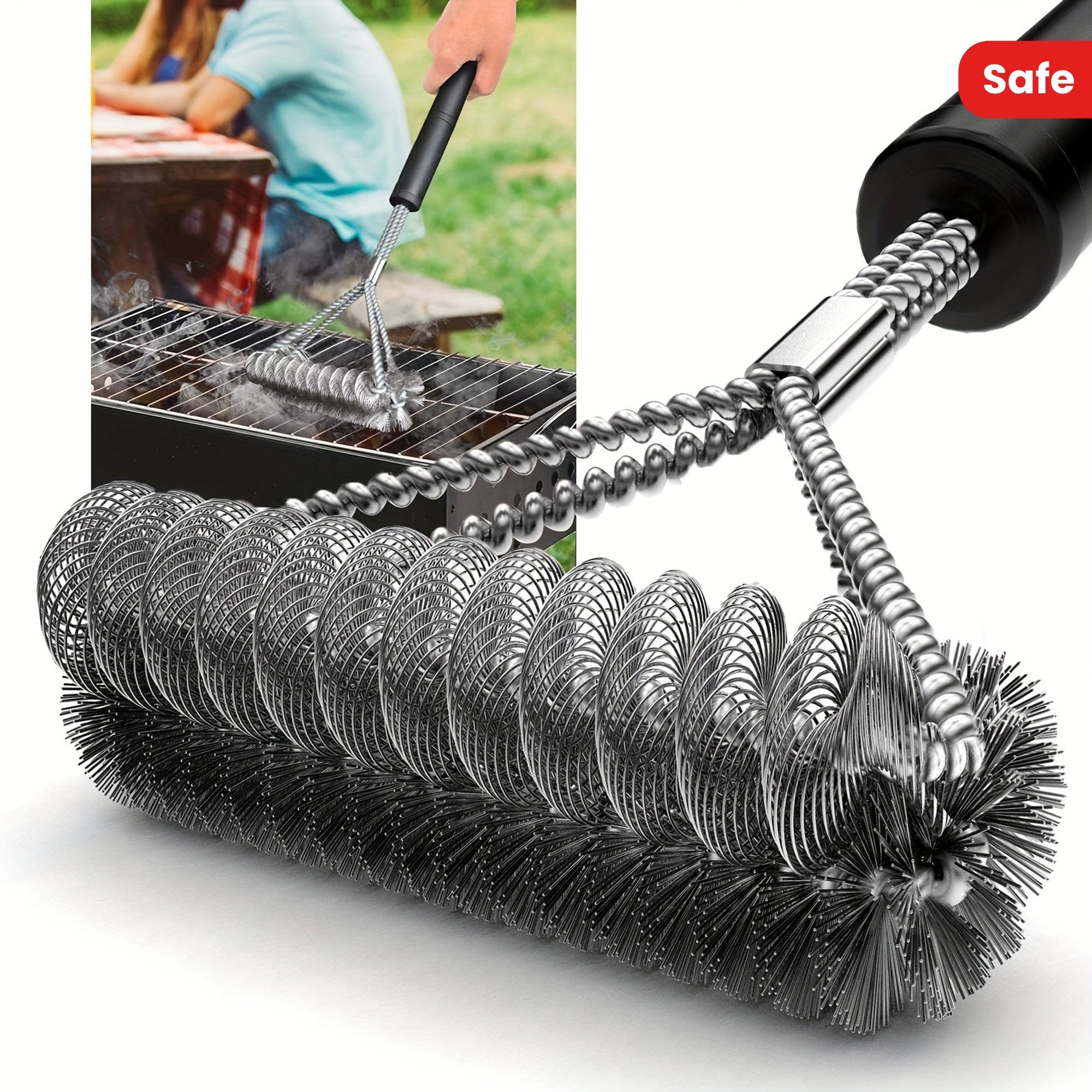Stainless Steel Grill Brush 38cm Reusable Wire Scraper BBQ Cleaning Tool