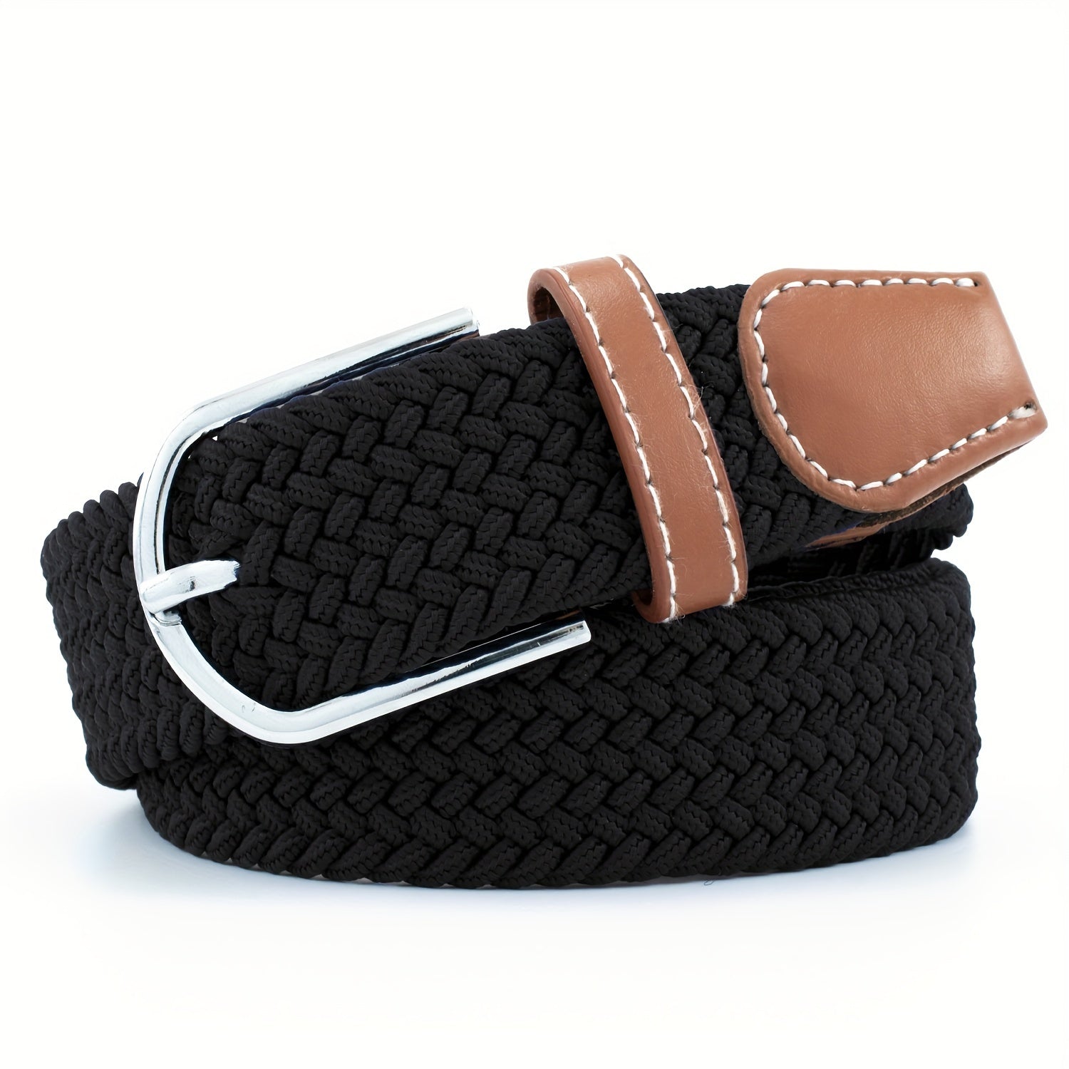 Women's Braided Elastic Belt with Woven Design for Golf and Casual Wear
