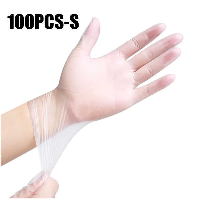 100/200pcs Transparent Waterproof TPE Disposable Gloves Non-Latex Slip-Resistant for Kitchen Tattoo Hair Dyeing Pet Grooming