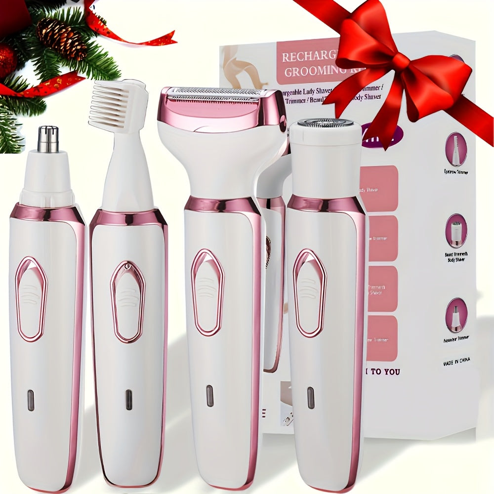 Kit de afeitadora eléctrica para mujer, recargable por USB, cuchillas de acero inoxidable para cara, nariz, piernas y bikini