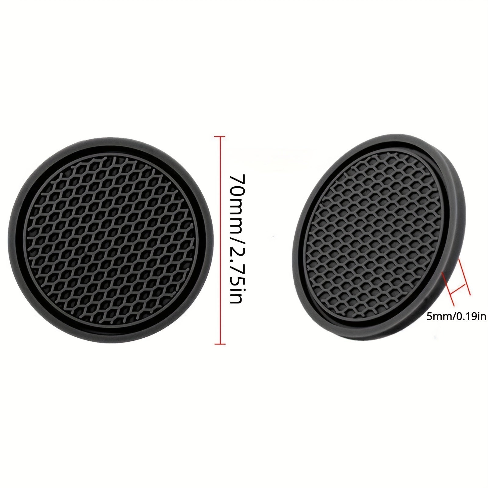 2pcs Car Water Cup Base Non-slip Mat Interior Decoration Black