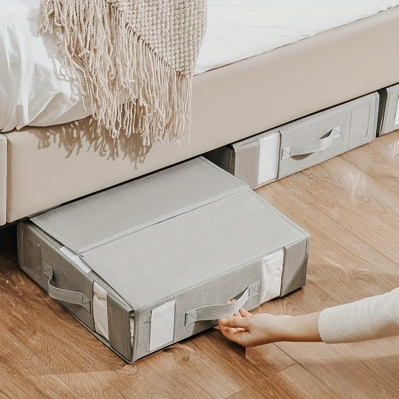 Juego de cuatro cajas de almacenamiento para sábanas de tela no tejida con tapas, organizadores para debajo de la cama y armario