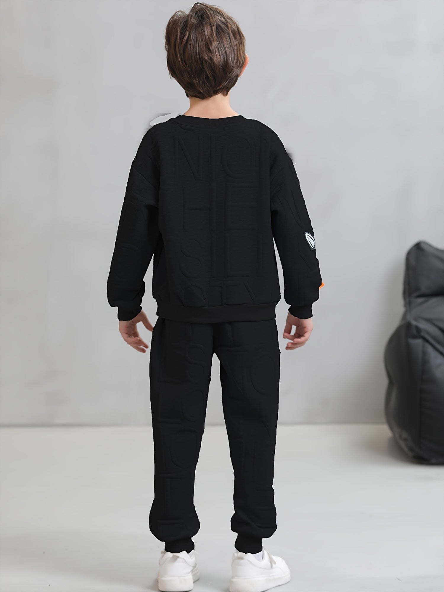 Boys' 2-Piece Viscose Knit Sweatshirt and Pants Set with Alphabet Pattern for Kids Under 12