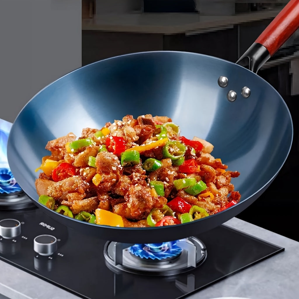 14.1-Inch Cast Iron Stir Fry Pan with Lid and Detachable Handle for Electric Stove