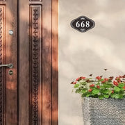 Personalized Black Acrylic Door Sign with Custom Name and Number for Home Address