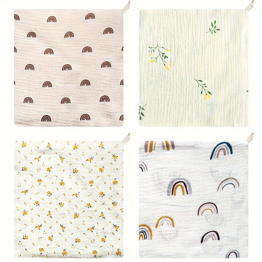 Набор из 4-х полотенец для рук Boobee из хлопкового муслина, 30,0x30,0 см, мягкая трикотажная ткань, милые дизайны, универсальные полотенца для ванной, отрыгивания, кормления, идеальный праздничный подарок на Хэллоуин, День благодарения, Рождество