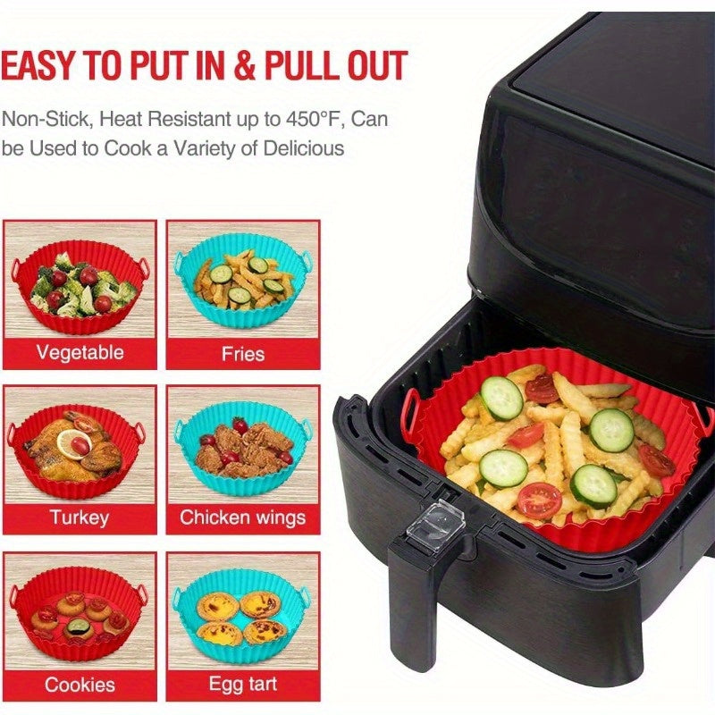Silicone Air Fryer Mat Collapsible Reusable 8-Inch 3D Round Kitchen Baking Tool