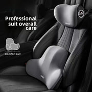 Conjunto de cojines para asiento de coche con espuma viscoelástica y tela de poliéster transpirable, soporte lumbar y reposacabezas