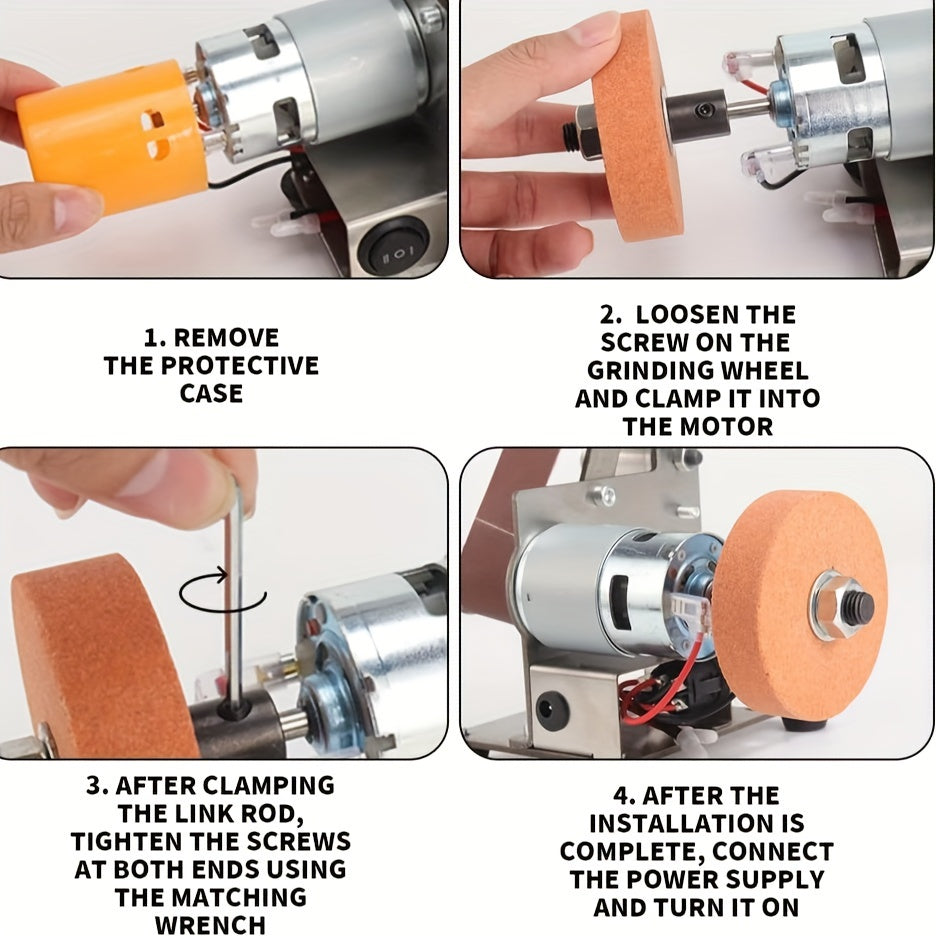 Electric Mini Belt Sander 7 Speeds 220V for Metal Wood Polishing Rust Removal