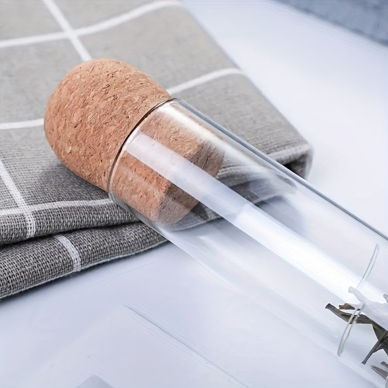 Glass Tea Infuser Bottle with Mini Transparent Strainer and Cork Lid