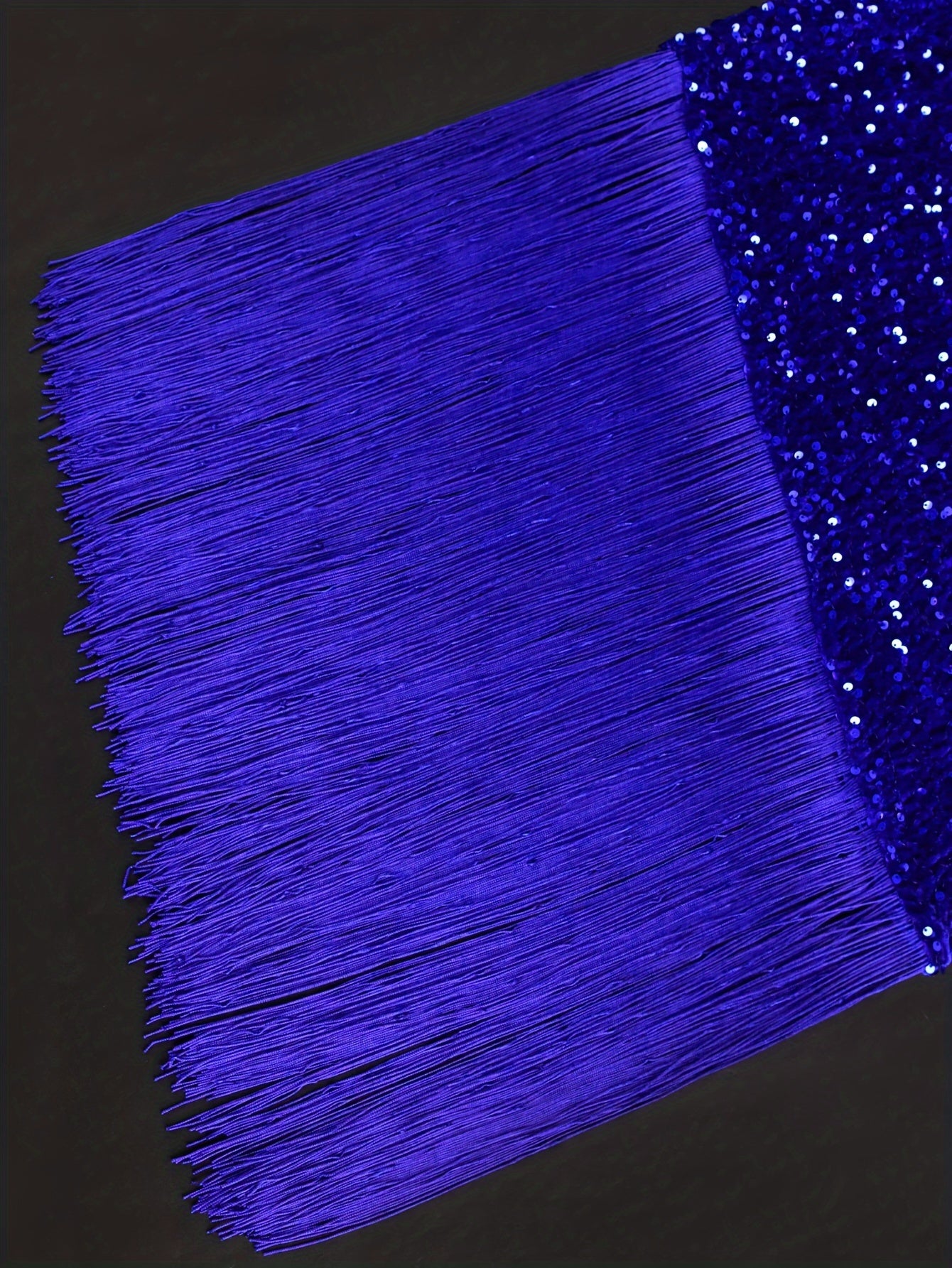 Plus Size Sequin Fringe Hem Bodycon Dress Long Sleeve Party Banquet