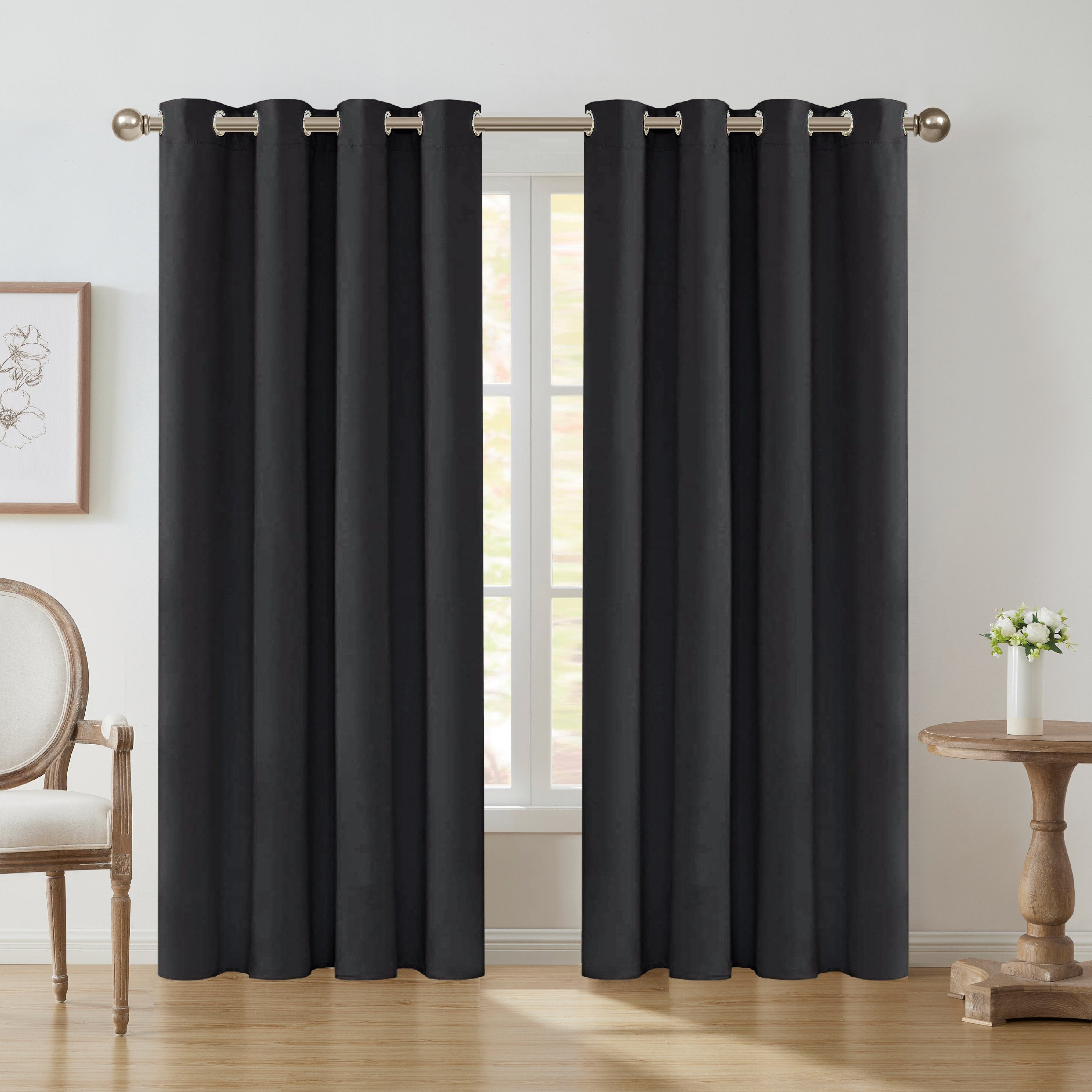 Blackout Curtain with Iron Rings Indoor Use 180g Dark Fabric