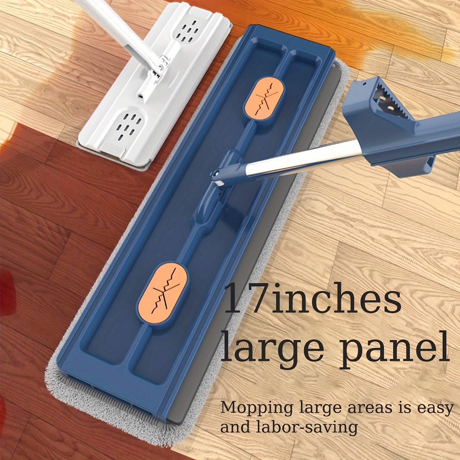 2024 yil uchun yangi va yaxshilangan! Katta tekis mopu to'plami, chelak va siqish vositasi - 360° aylanish, oshxona, hammom, yashash xonasi, yotoqxona uchun nam/quruq tozalashda ideal - uy tozalash ehtiyojlari uchun mustahkam plastik vosita