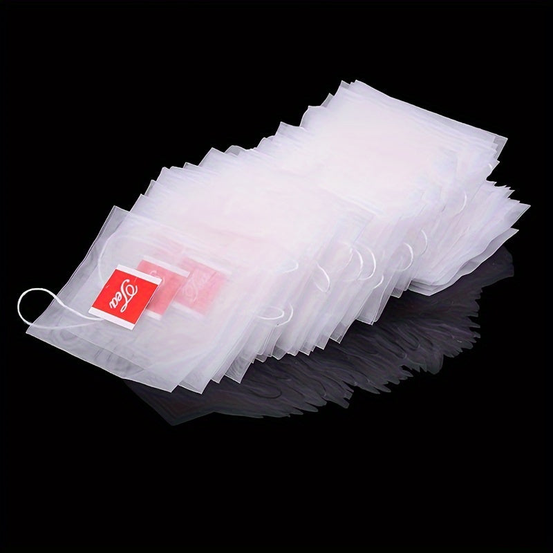 White Disposable Nylon Tea Filter Bags Pack of 100 for Loose Leaf Tea