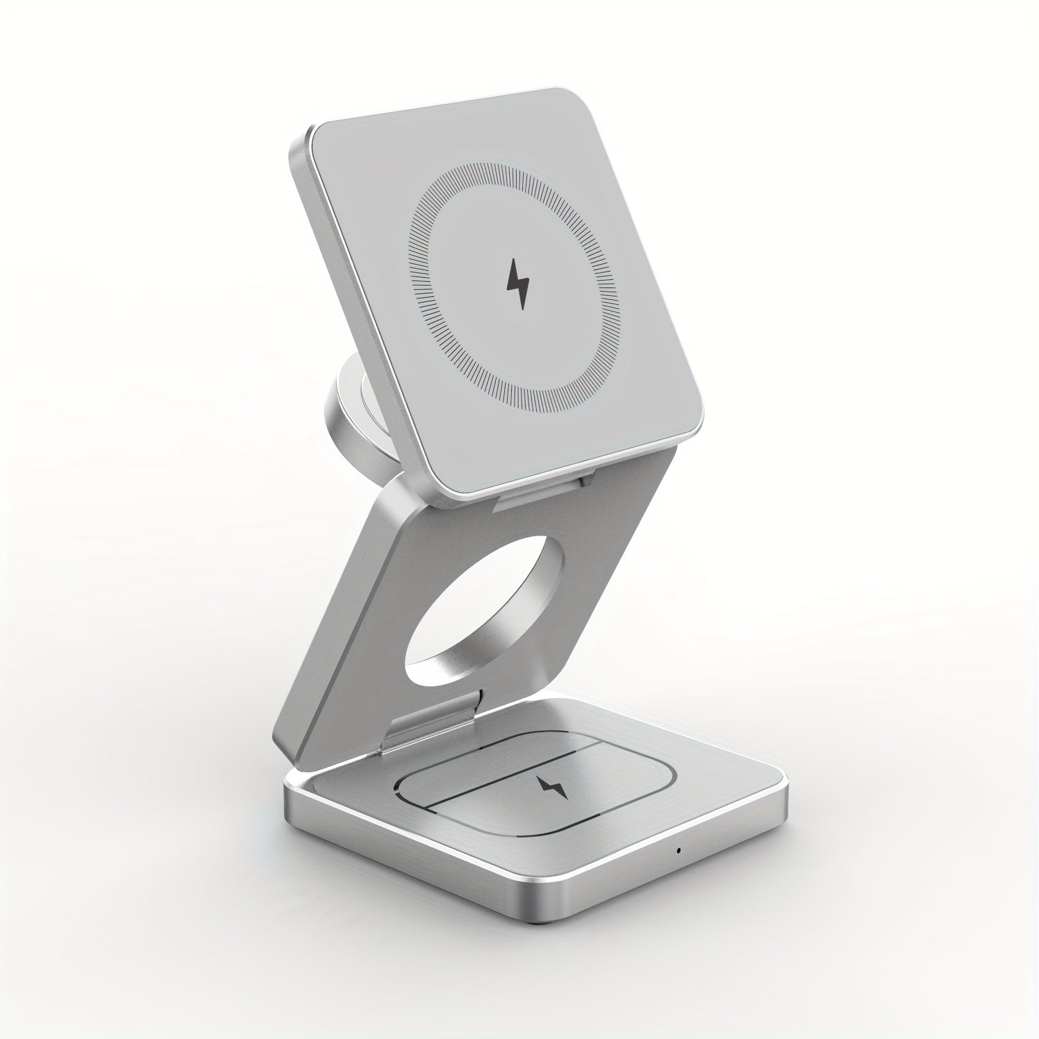 3-in-1 buklanuvchi simsiz zaryadlovchi stend iPhone 15 14 13 Pro Max uchun magnit dizayni va 5W Apple Watch zaryadlovchi bilan