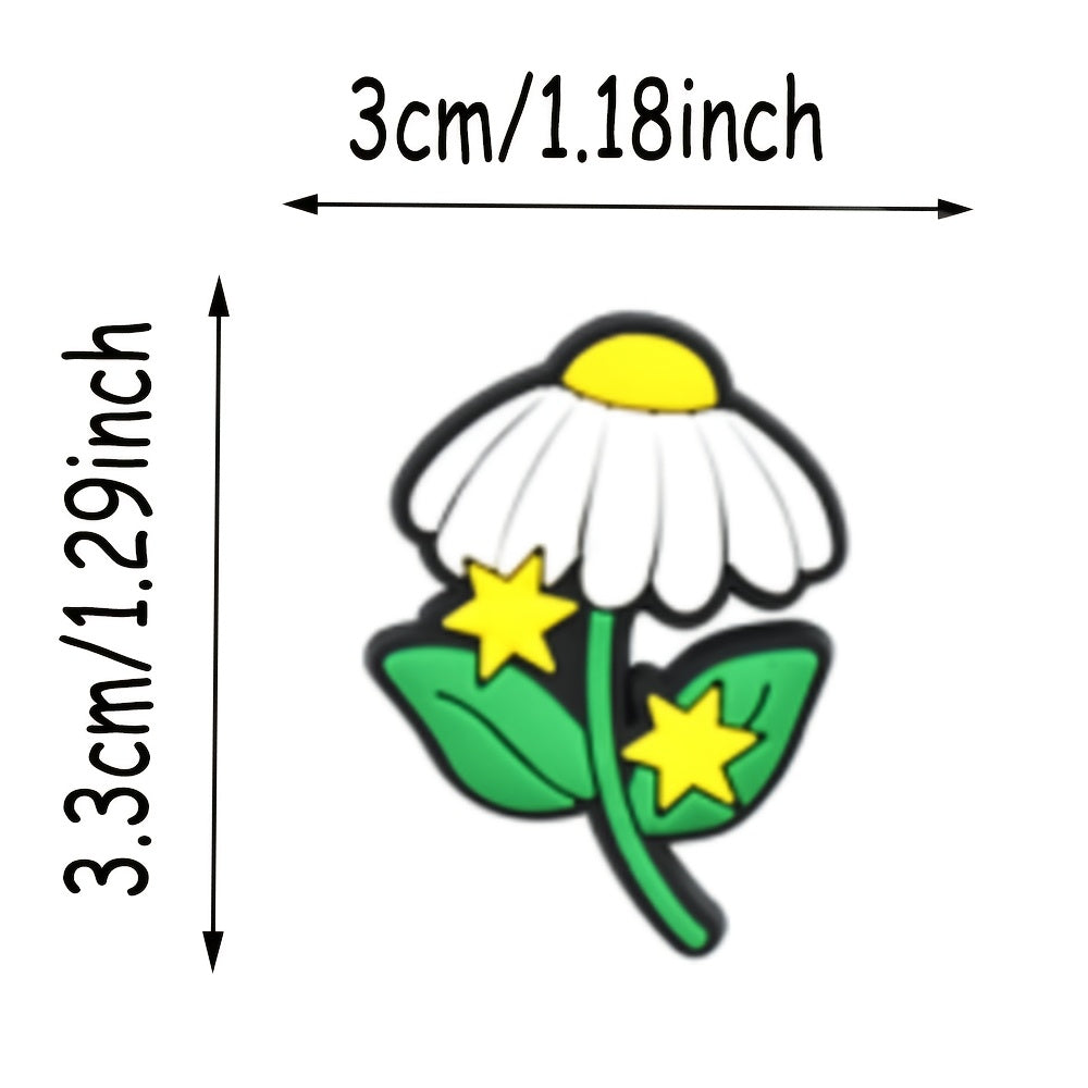Women Shoe Charms 15/18/20pcs Soft Plastic Flower Sun Garden Accessories