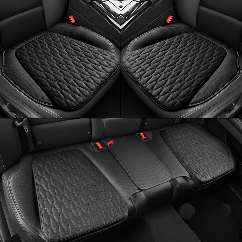 Universal All-Season Car Seat Cushion Cover Breathable PU Leather Quilted