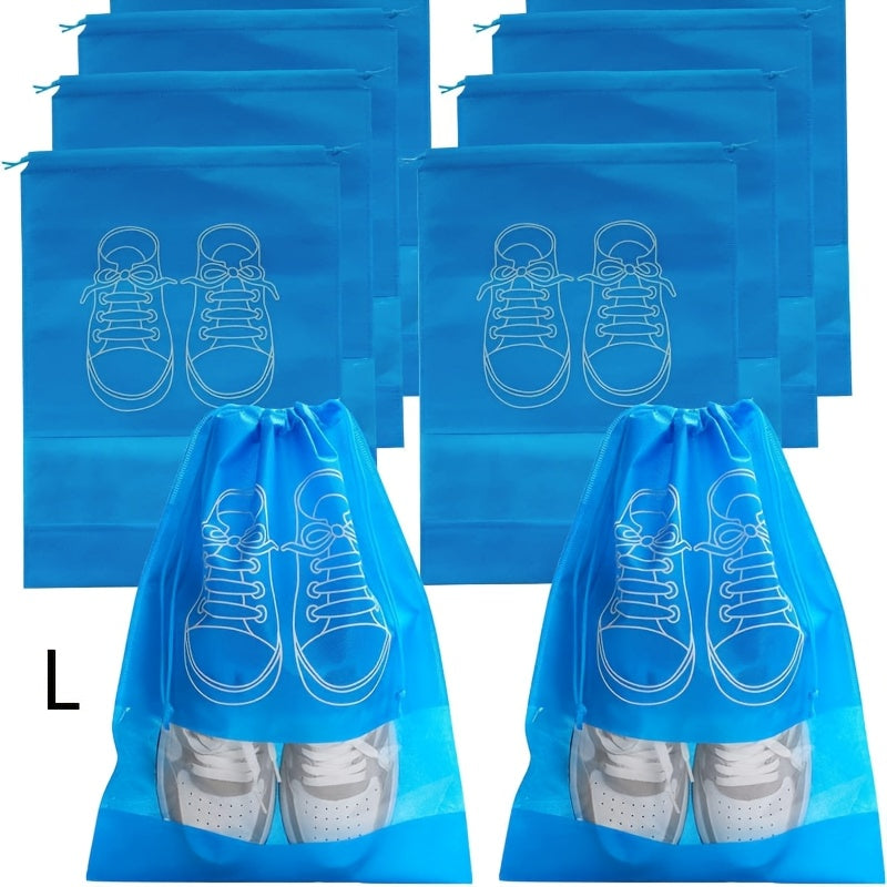 Pink Dustproof Shoe Bags 10 Pack with Drawstring for Travel Home Dorm