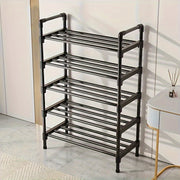 Compact Black Metal Multi-Layer Shoe Rack for Entryway Bedroom Hallway