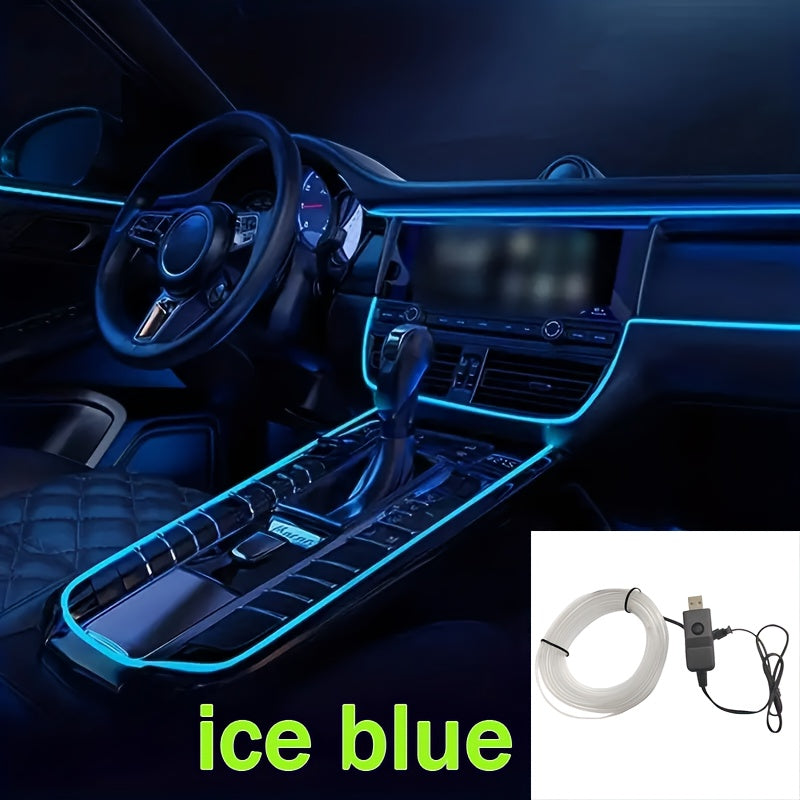 Car Interior LED Light Strip USB Powered Neon Cold Light Auto Decoration