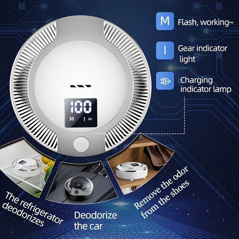 Portable Smart Air Purifier with LED Display USB Rechargeable for Home Office