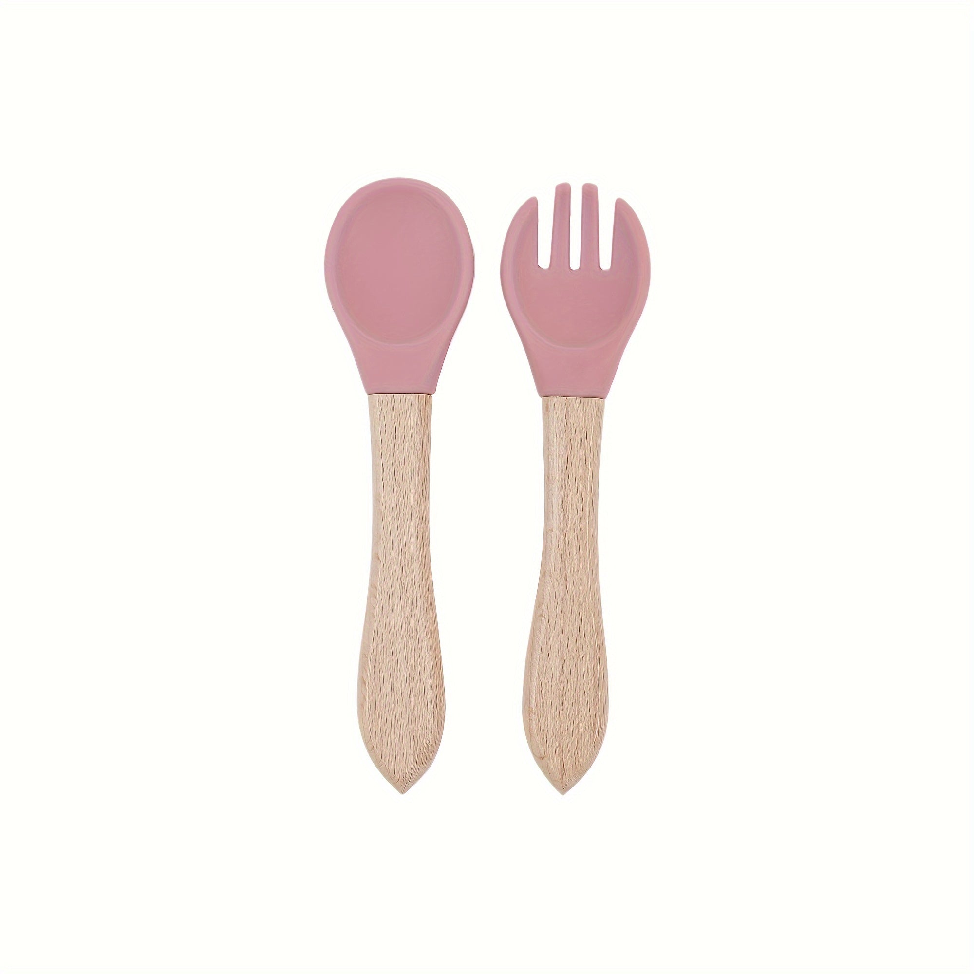 Baby Feeding Set Bamboo and Silicone Fork and Spork for Toddler Self-Feeding
