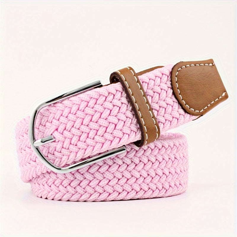 Women's Braided Elastic Belt with Woven Design for Golf and Casual Wear