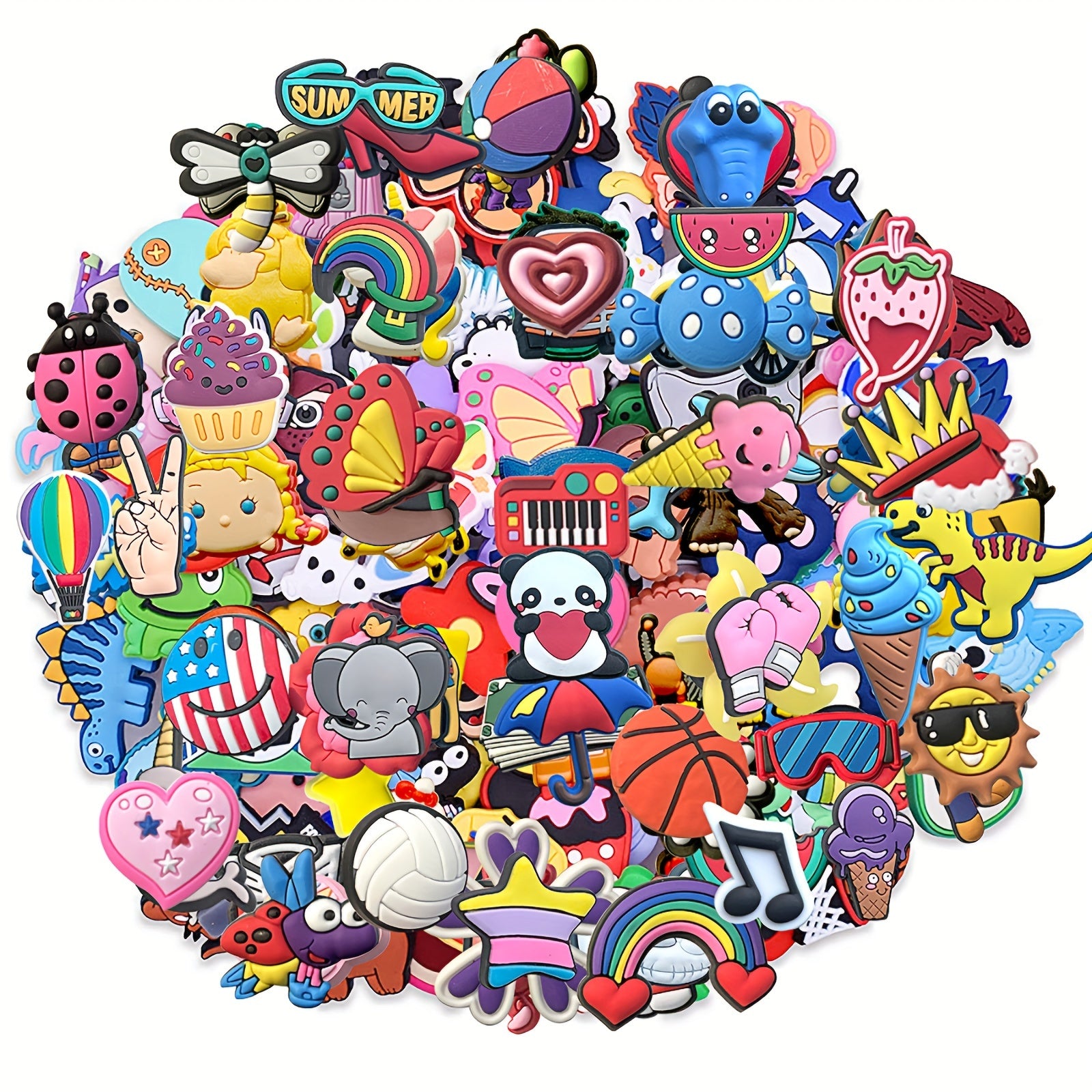 Unisex Shoe Charms Assorted Varieties for Sneakers Decoration 101pcs