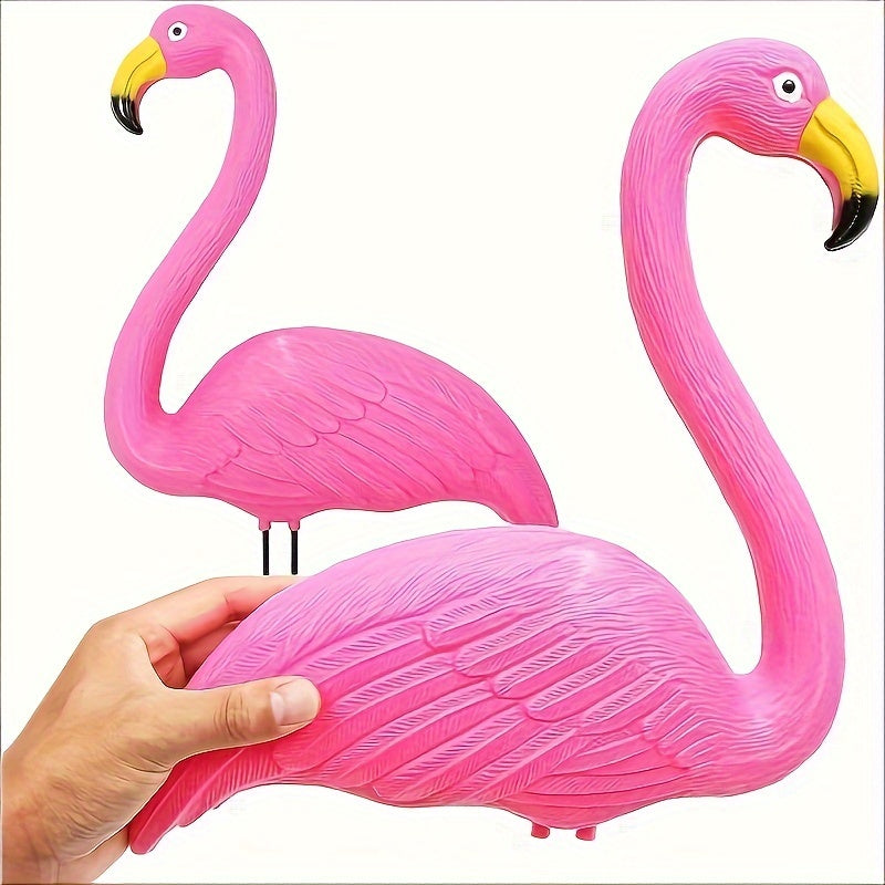 Large Bright Pink Plastic Flamingo Garden Statues for Outdoor Decor